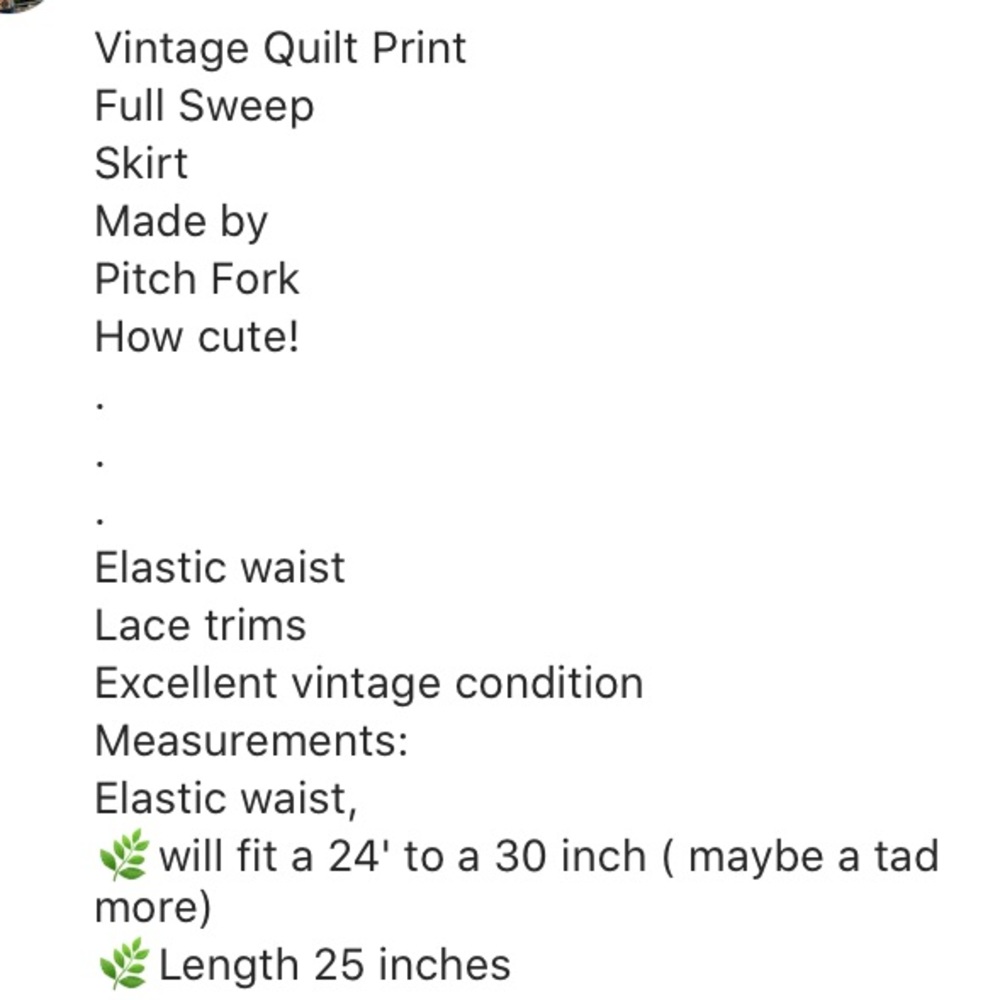 Vintage lace trimmed prairie quilt print skirt - Picture 13 of 13